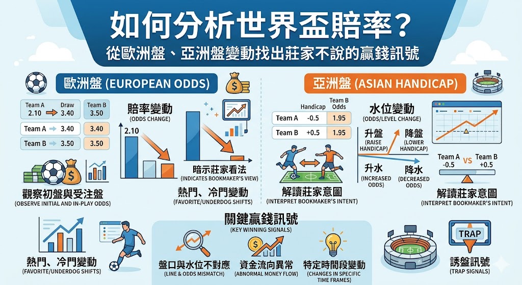如何分析世界盃賠率？從歐洲盤、亞洲盤變動找出莊家不說的贏錢訊號