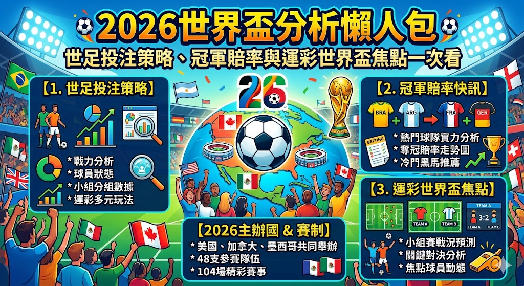 2026世界杯分析懶人包｜世足投注策略、冠軍賠率與運彩世界杯焦點一次看